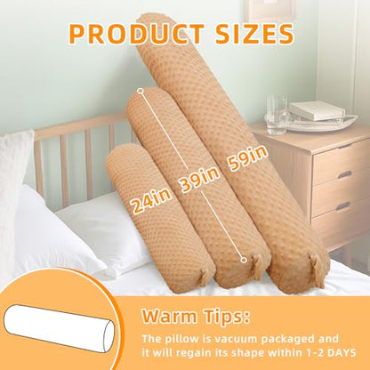 Extra Long Round Body Pillow 59 * 7.87“ Extra Soft Bolster Pillows for Bed with Removable Pillowcase,Yellow - color: Yellow, size: 59IN