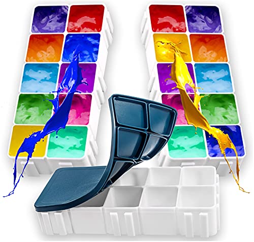 30 Compartments Plastic Watercolor Paint Palette with Lid | Airtight Leakproof Palette for Gouache, Acrylic and Oil - style: Paint Pallet-3Pcs