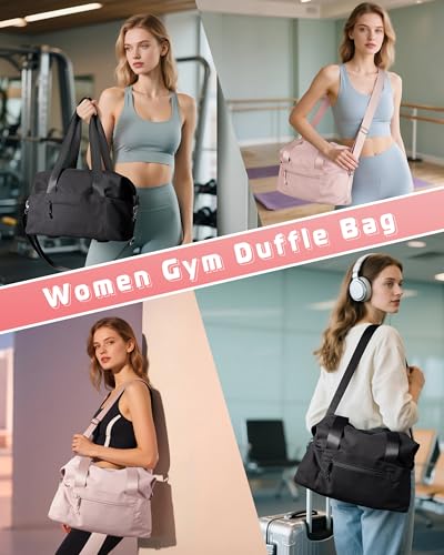 Smasrob Small Gym Bag with Yoga Mat Holder, Wet Pocket and a Separate Pouch - color: Pink