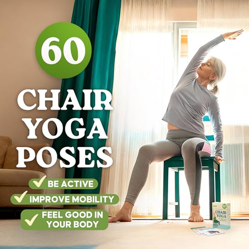 Zinsk 60 Chair Yoga Exercise Cards for Seniors Over 60 - Big 4" x 6" Cards