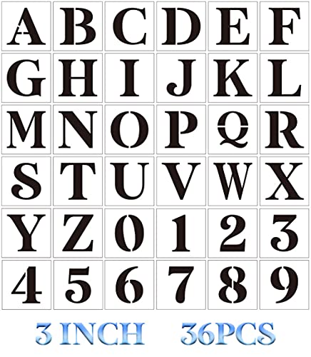 Letter Stencils for Painting 3" Alphabet Stencils | Reusable Letters Stencil for Painting on Wood Wall Fabrics DIY Crafts - size: 3inch