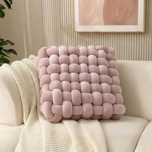 Knot Throw Pillows Square Dusty Pink 15.7" | Soft Accent Pillows, Decoration Cushion, For Couch Home Office Living Room Bedroom Bed Sofa - color: Dusty Pink, size: 15.7"×15.7"