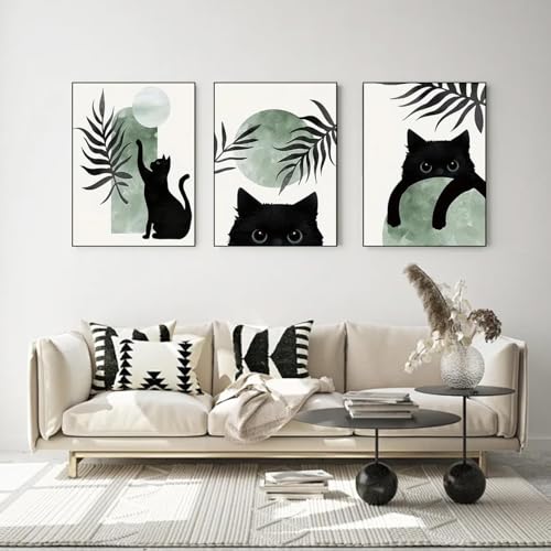 3 Pack Black Cat Diamond Art Kits for Adults Diamond Painting Kit Beginner | Bathroom Animal 5D Funny DIY Diamond Dots Full Drill Crafts for Gem Art Dot Art for Adults Home Wall Decor for Teens 12x16 in - color: DP03501