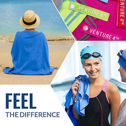 VENTURE 4TH Quick Dry Travel Towel, Ultra Soft Microfiber - 3 Sizes - color: Navy Gray, size: 72.00" x 31.50"