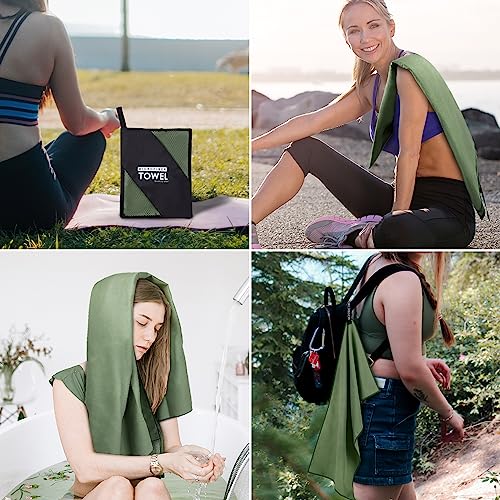 Microfiber Travel Towel, Quick Dry Camping & Gym Towel. Compact - color: Armygreen, size: XL:30"×60"