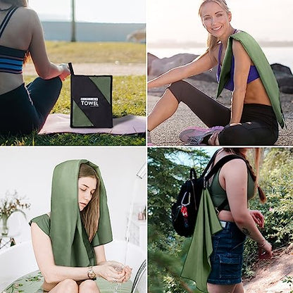 Microfiber Travel Towel, Quick Dry Camping & Gym Towel. Compact - color: Armygreen, size: S:16"×32"