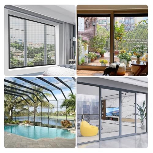 Fiberglass Window Screen Roll 96" x 100' Continuous Roll UV Protection Install and Repair Door and Window Screen(96" x 100', Black) - color: Black, size: 96" x 100'