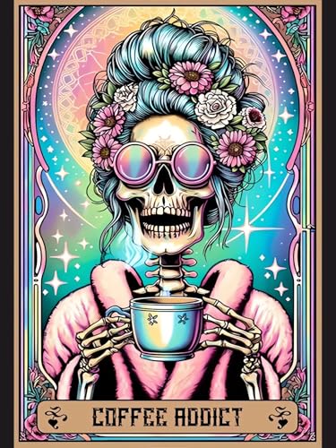 Xoaoes Skull Diamond Art Kits for Adults, Tarot 5D Diamond Painting Kits | DIY Gem Painting, Crafts for Adults, Diamond Art Paintings Kit, Full Drill Diamond Dot for Home Wall Decor 12 X 16 Inch - color: CM054