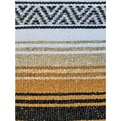 Open Road Goods Multi Color Mexican Falsa Blanket - Handwoven in Mexico - Great for The Beach, Picnics, Yoga, or a Throw! (Tan/Yellow) - color: Tan/Yellow