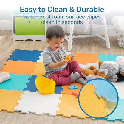 Enovoe Baby Play Mat for Floor - Non-Toxic, Interlocking EVA Foam Mats -16 Pcs - Cushioned Foam Puzzle Floor Mat for Kids & Infants - Ideal for Playrooms, Nurseries, and Home Gyms (12" x 12")