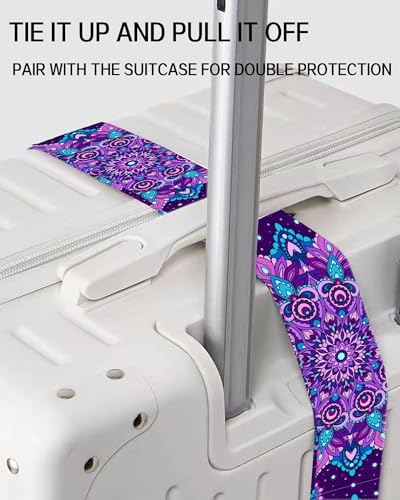 Luggage Straps for Suitcases, Adjustable Travel Belt, Durable Wide Luggage Strap, Cute Suitcase Strap Identifiers with Buckle, Bag Straps for Luggage, Luxury Purple Mandala - color: Luxury Purple Mandala