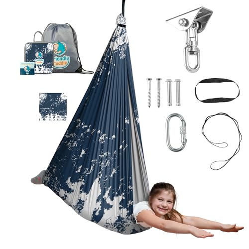 Compression Sensory Swing Adult & Kids, Indoor Outdoor Pod, Holds 300lb | indoor sensory swing for kids, outdoor sensory swing indoor, sensory swing kids, sensory toys, 360 swivel hammock swing - color: Stormstone