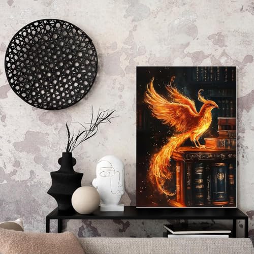 GOUOYANA Phoenix Diamond Art Kits for Adults, Full Drill Book Phoenix Diamond Painting Kits for Beginners, DIY Full Rhinestone 5D Diamond dots (Gemstone Craft), Home Wall Decoration (12x16 inch) - color: DP02805