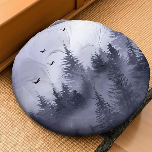 Meditation Cushion, Floor Pillows for Sitting, Meditation Pillow for Tatami Living Room, Yoga Sitting, Floor Pillow in Home & Outdoor, Memory Foam Added, 22x22 Inch - color: Purple Forest, size: Round