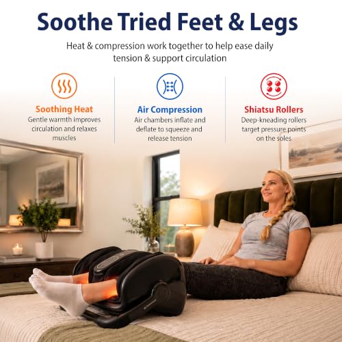 Cloud Massage Shiatsu Foot Massager with Heat, Standard Size, Black - color: Black