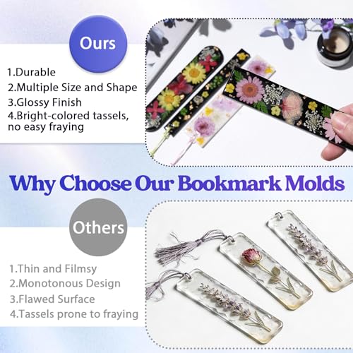 LET'S RESIN Bookmark Silicone Molds Set - 3 Shapes with 20Pcs Tassels - size: 3 style