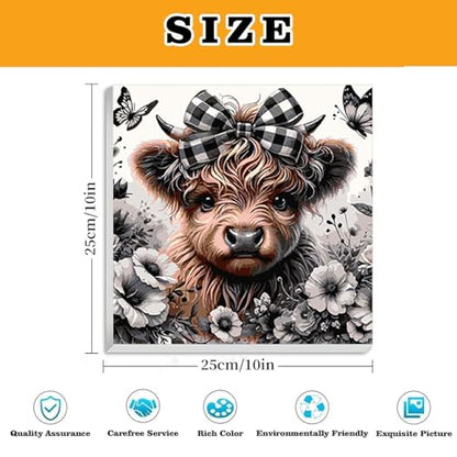 4 Pack Highland cattle Paint by Numbers kit for Adults and Kids | Cow Painting by Number Kits On Canvas, Number Artist DIY Oil Painting Acrylic Paints, Home Wall Decor 10x10in