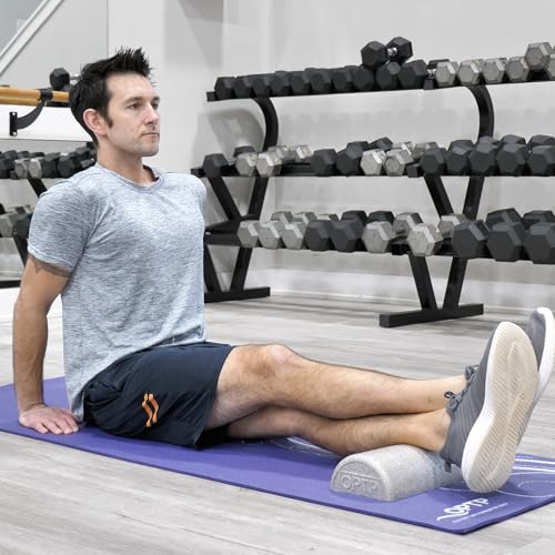 OPTP Silver AXIS Moderately Firm Foam Roller – Half-Round, Silver, 12" x 3" - size: 12" x 3" Half-Round
