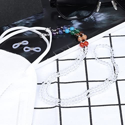 TUMBEELLUWA Reiki 7 Chakra Stone Beads Eyeglasses Chain for Women Men - color: White