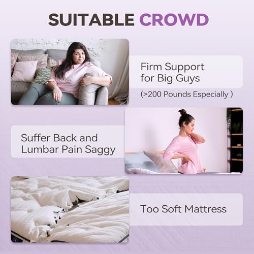 BDEUS 3.8 inch Extra Firm Memory Foam Mattress Topper Full Size for Big Guys, Supportive Mattress Pad for Back Pain Relief, Double Bed Foam Topper with with Senior Grey Cover, 54 × 75 Inch - size: Full, style: 3.8 inch