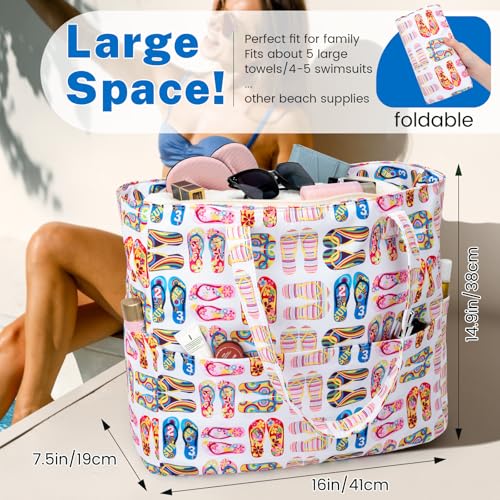 Iioscre Beach Bag for Women, Causal Hobo Handbags with Zipper Inner Pocket - color: White Multi