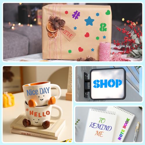 41Pcs Letter Stencils 1/2,3/4,1,5/4,2Inch Small Letter Stencil Painting | Reusable Templates with Alphabet Number,Geometric,for Craft Project,Notebook,Banner,Scrapbook,Sign, Journal,Wall,Home Decor