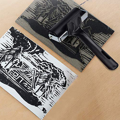 Hard Rubber Brayer Roller,Anti Skid Tape Construction Tool for Printmaking Wallpapers Stamping Gluing Application (3.8 and 2.2 Inch) - size: 3.8 and 2.2 Inch