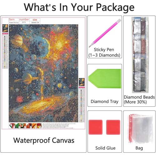 Shouruihua Diamond Painting Kits for Adults, Planets Diamond Art Kits | Space, Universe, Gem Art, Diamond Dotz Kits, Diamond Dots, Wall Art, Adult Crafts, Full Round Drill Diamond, 11.8x15.7 in - color: Planets