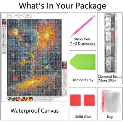 Shouruihua Diamond Painting Kits for Adults, Planets Diamond Art Kits | Space, Universe, Gem Art, Diamond Dotz Kits, Diamond Dots, Wall Art, Adult Crafts, Full Round Drill Diamond, 11.8x15.7 in - color: Planets