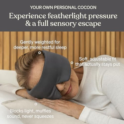 Baloo Silk Weighted Sleep Mask, Grey, Eye Mask with Amethyst Crystal - color: Grey With Amethyst Crystal