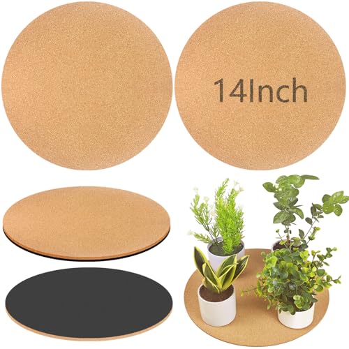 14 Inch Large Cork Plant Coasters, 2 Pieces Cork Plant Mats, Cork Coaster for Planters, Large Plant Coasters for House Plants Indoor Outdoor (Nude & Black) - size: 14 Inch
