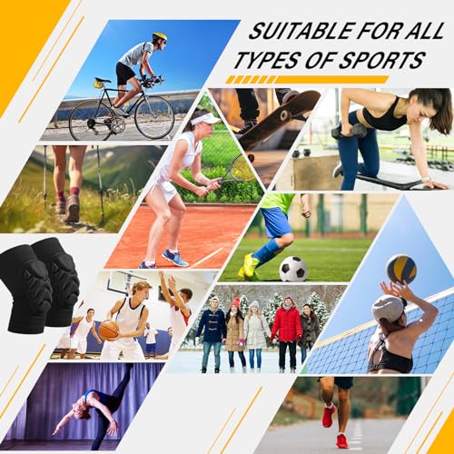 Haysandy 6 Pairs Knee Pads Bulk, Volleyball Breathable Knees Pads with Thick Sponge for Adult Youth Women Men Dancer Sport Training Workout Protector (Black,L Size) - size: Large