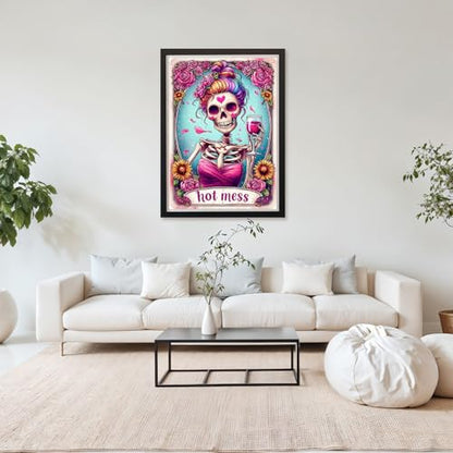 MAXBYE Diamond Painting Kits for Adults Beginners,Mexican Dead 5D Full Round Drill Diamond Art Kit, Easy DIY Dot Painting Gem Craft for Home Wall Art 12x16in - color: ZD050