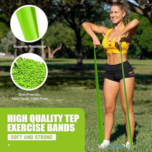 HPYGN 3 Levels Non-Latex Exercise Bands for Physical Therapy & Yoga, Professional Resistance Bands Set for Working Out, Strength Training, Pilates & Rehab, TPE Elastic Stretch Bands for Seniors, Women - color: 9-Red/Green/Yellow, size: 5.9ft