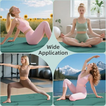 HAHE Extra Wide Yoga Mat, 72"x40"x0.4"Thick, Large Exercise Mats - color: Peacock Green