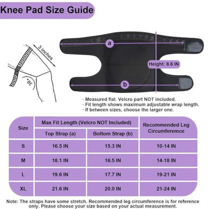Plus Size Knee Pads with Soft Foam for Men Women, Adjustable, Black, 1 Pair - color: Black, size: X-Large