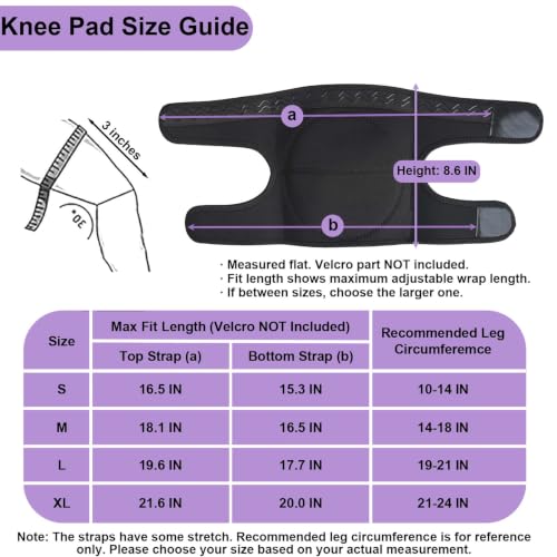Men/Women Knee Pads for Gardening, Adjustable Straps, Black L,1 Pair - color: Black, size: Large