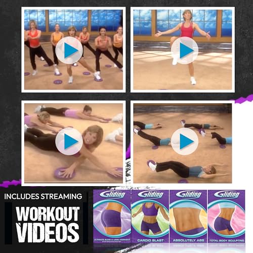 Gliding 9” Sliders for Working Out on Any Floor, 1 Pair + 4 Videos - color: Black