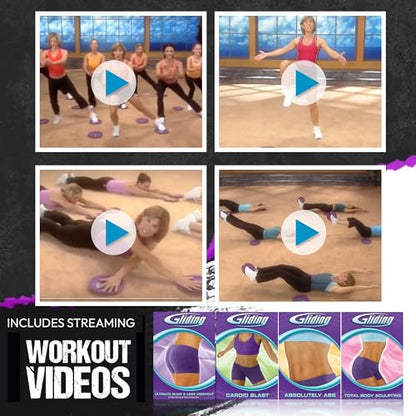Gliding 9” Sliders for Working Out on Any Floor, 1 Pair + 4 Videos - color: Black