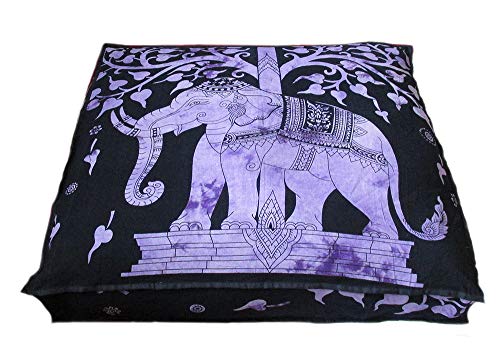 Indian Mandala Cotton Floor Pillow Ethnic Meditation Cushion Cover for Home Dorm Decor Yoga Mat Beach Throws Kids Bean Bag Case Footstool Pet Dog Bed Cover - color: Purple, size: 35" x 35" (Pack of 1)