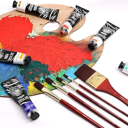 rubens Acrylic Filbert Paint Brush Set, 5 Pcs Nylon Bristles Paint Brushes | Professional Artist Filbert Paint Brush with Long Wooden Handle, Wide Flat, Filbert for Acrylic Oil Gouache Watercolor Paint