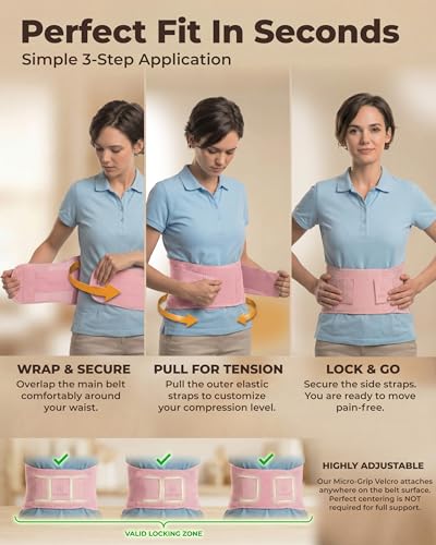 Sparthos Back Brace for Women & Men, Sciatica, Lower Back Pain - Pink-L - color: Flamingo Pink