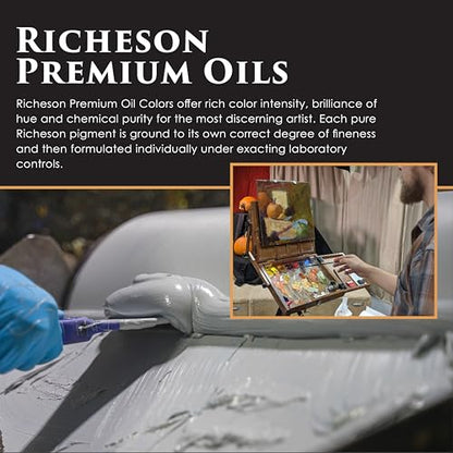 Richeson Premium Oil Paint Set – Essentials 9 Color Palette, 37mL Tubes – Artist Grade, Highly Pigmented, Buttery Consistency, Studio & Plein Air