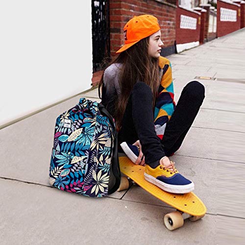 XEYOU Drawstring Backpack Bag Sport Gym Sackpack Beach Cinch Bag | Lightweight Swimming Bag, Water-Resistant Fabric, Travel Daypack for Women and Men - color: Blue Maple Leaf
