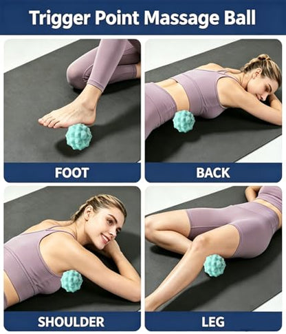 3 in 1 Foot Massage Ball Set, Standard Textured Peanut Massage Balls Kit, Deep Tissue Muscle Relaxation Therapy Tools Perfect for Home Office Gym Travel Use Green Set - color: Green Set
