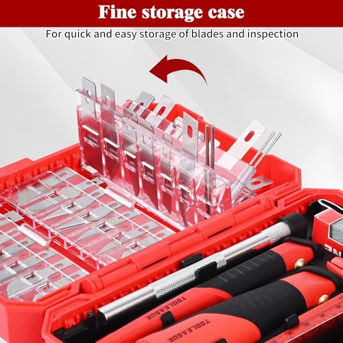 TOOLEAGUE 40Pcs Craft Knife Set, Precision Hobby Knife | with Plastic Storage Case, CRV Blades, for Pumpkin Carving, Modeling