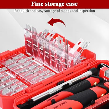 TOOLEAGUE 40Pcs Craft Knife Set, Precision Hobby Knife | with Plastic Storage Case, CRV Blades, for Pumpkin Carving, Modeling