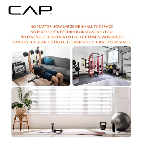 CAP 1/2" Thick Yoga Mat, Exercise & Workout Mat with Strap, Blue | Latex-free NBR foam cushions knees and joints for Pilates, stretching, core training, floor exercises and home fitness.
