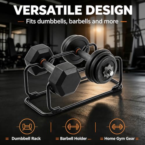 2 IN 1 Dumbbell Rack/Barbell Rack Holder, Solid Steel Make Strength training Dumbbell Rack,660LB Capacity, Universal Dumbbell Storage Stand/Storage Racks,Stand Weight Lifting Dumbbell