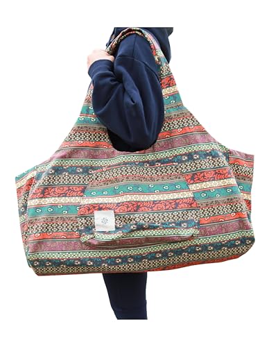 Boho-Style Extra Large Multi-Functional Yoga Mat Tote Bag, Durable and Versatile Carry-All for Yoga Essentials